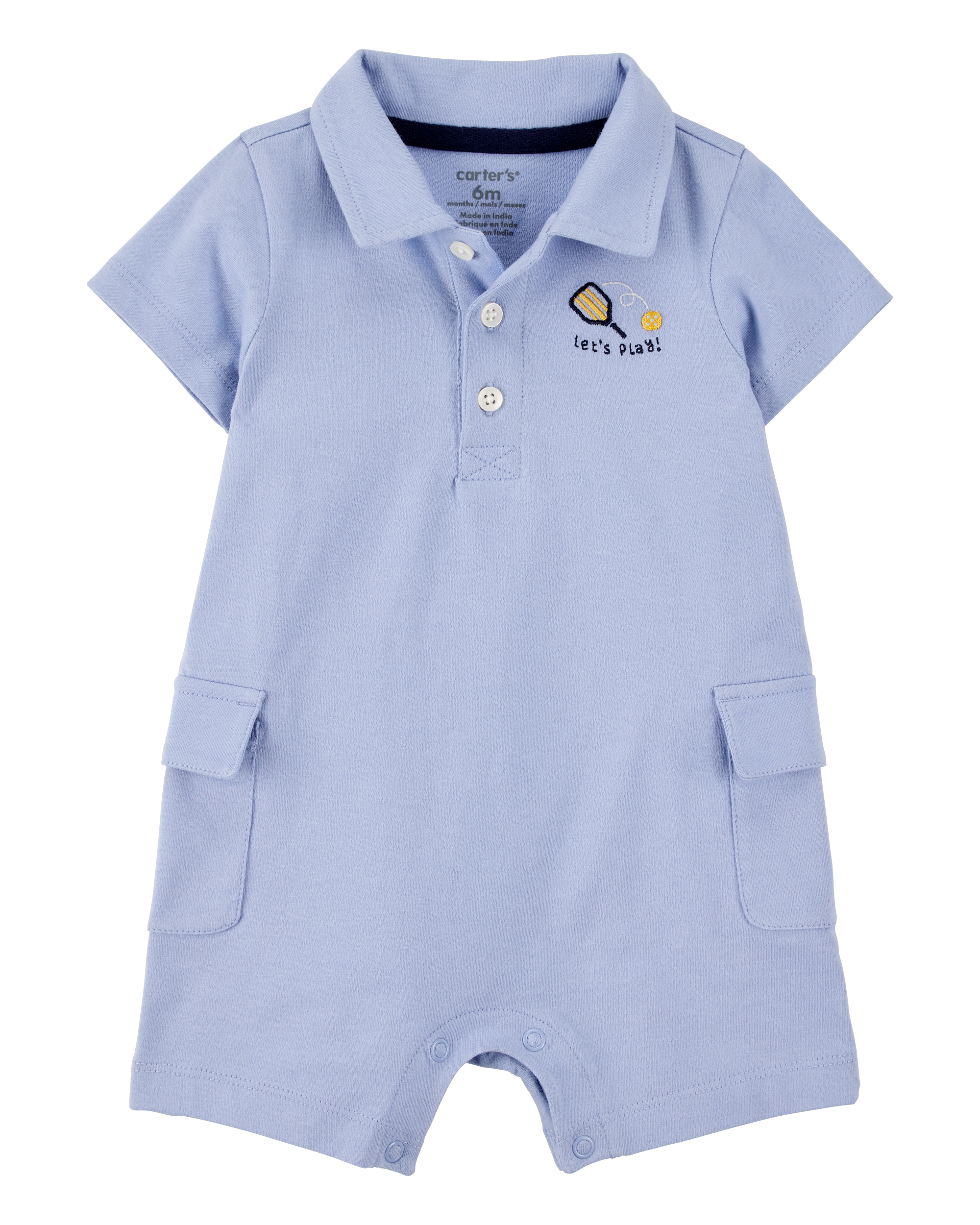 Baby Pickleball Cotton Romper - Blue