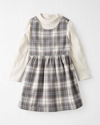 Product image 1 of Toddler 2-Piece Organic Cotton Herringbone Dress Set in Plaid
