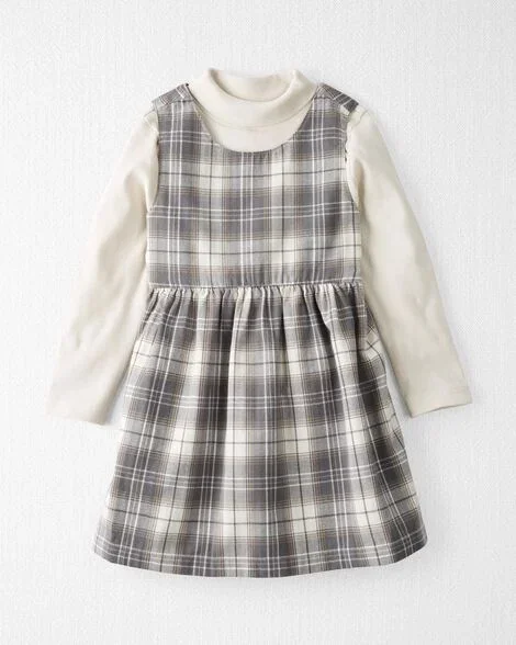  Product image 1 of Toddler 2-Piece Organic Cotton Herringbone Dress Set in Plaid
