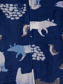 Navy - Baby Arctic Animals Zip-Up Velboa Sleep & Play Pajamas, Selected