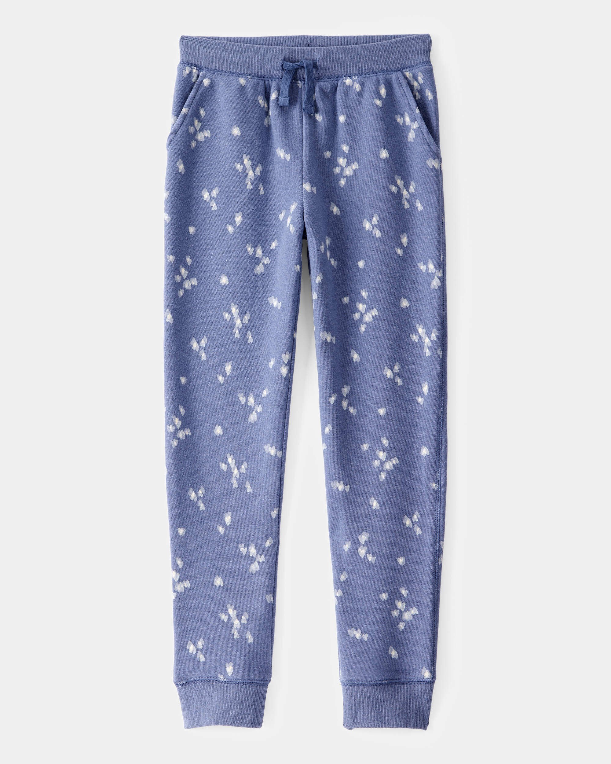 Girls Floral Print DayDream Fleece Drawstring Joggers - Navy