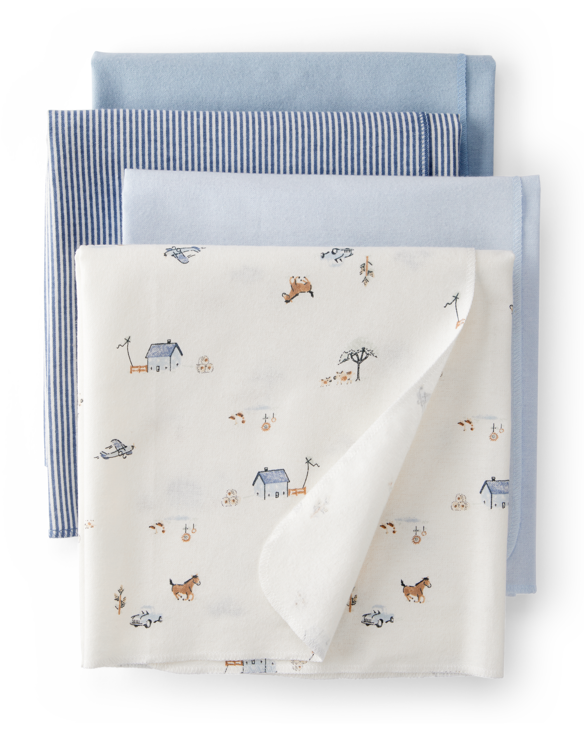 Baby 4-Pack Receiving Blankets - Blue