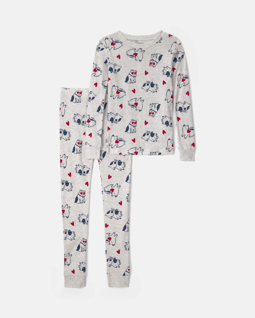 Carter's kids puppy love valentine's day snug fit 2-piece pajama set 10 Cream