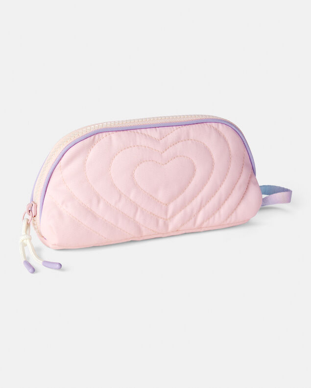 Product image 1 of Girls Stitched Hearts Zip-Up Pencil Case - Pink