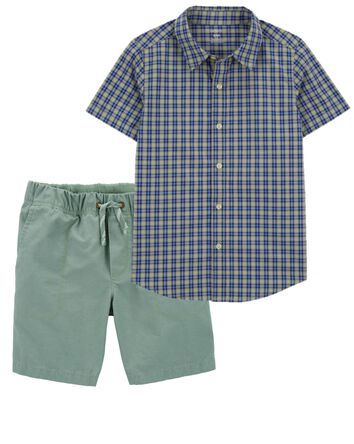Kid 2-Piece Button-Down Shirt & Pull-On Terrain Shorts Set