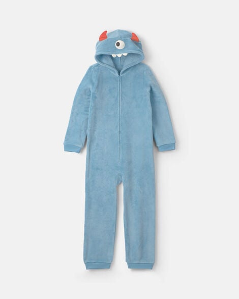 boys 1-piece monster halloween fleece pajama costume - blue