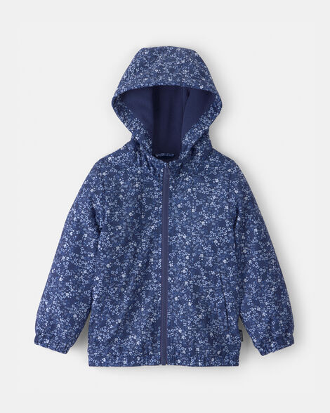 Toddler Girl Floral Midweight Jacket - Blue