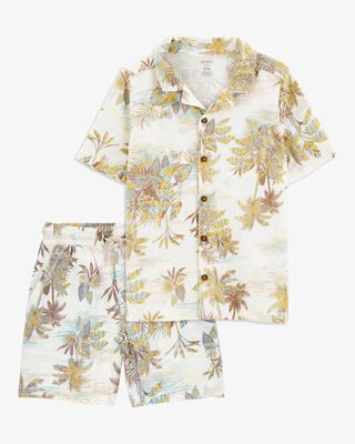 Product image 1 of Kid 2-Piece Palm Tree Button-Down Shirt & Shorts Set