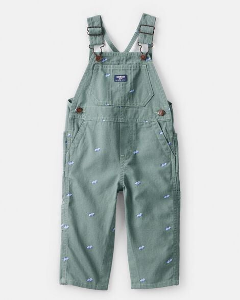 Baby Race Car Print Overalls - Green