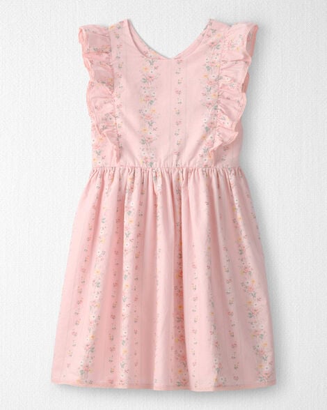 Girls Ruffle Dress Made with Organic Cotton in Spring Garden Print