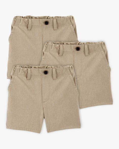 Product image 1 of Toddler 3-Pack Active Pull-On Uniform Shorts - Khaki