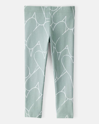 Product image 2 of Toddler Girl Cotton Heart Stretch Leggings - Green