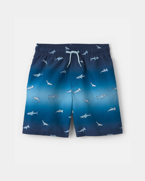 boys shark ombre swim trunks - blue