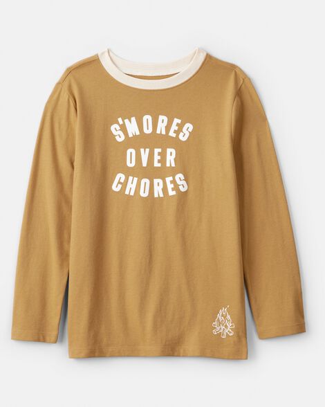 boys smores long-sleeve graphic tee - brown