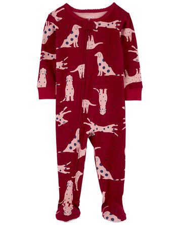 Toddler 1-Piece Dog 100% Snug Fit Cotton Footie Pajamas