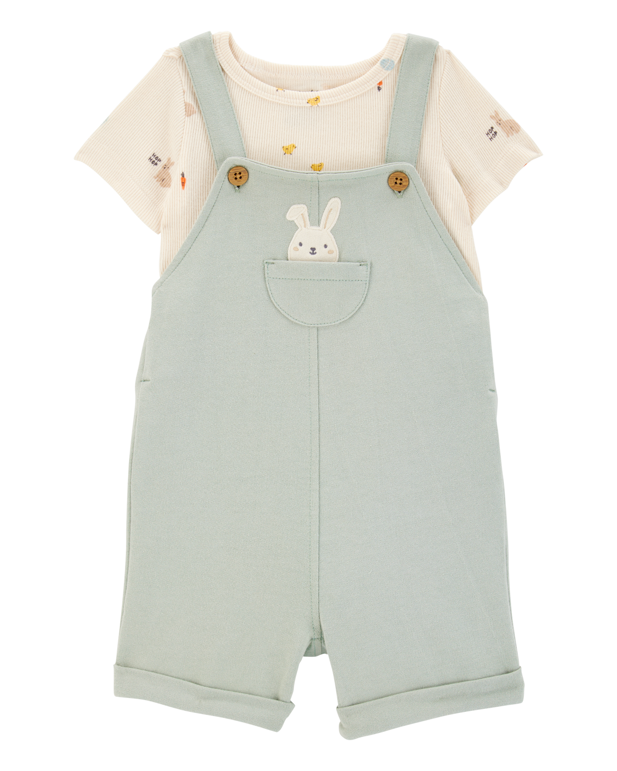Baby Boy 2-Piece Tee & Bunny Shortall Set - Green - Carter's