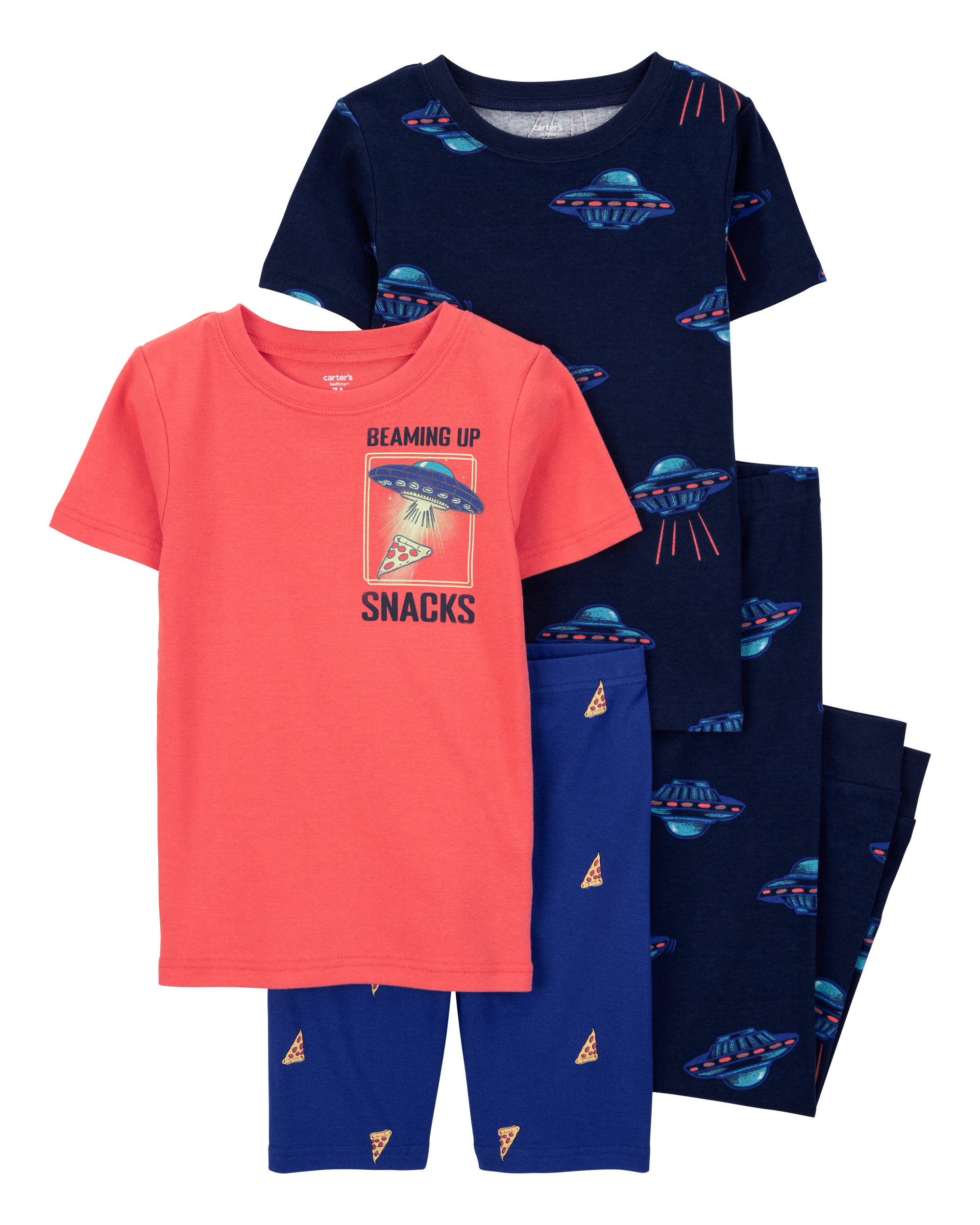 Kid 4-Piece Space 100% Snug Fit Cotton Pajamas - Red/Navy