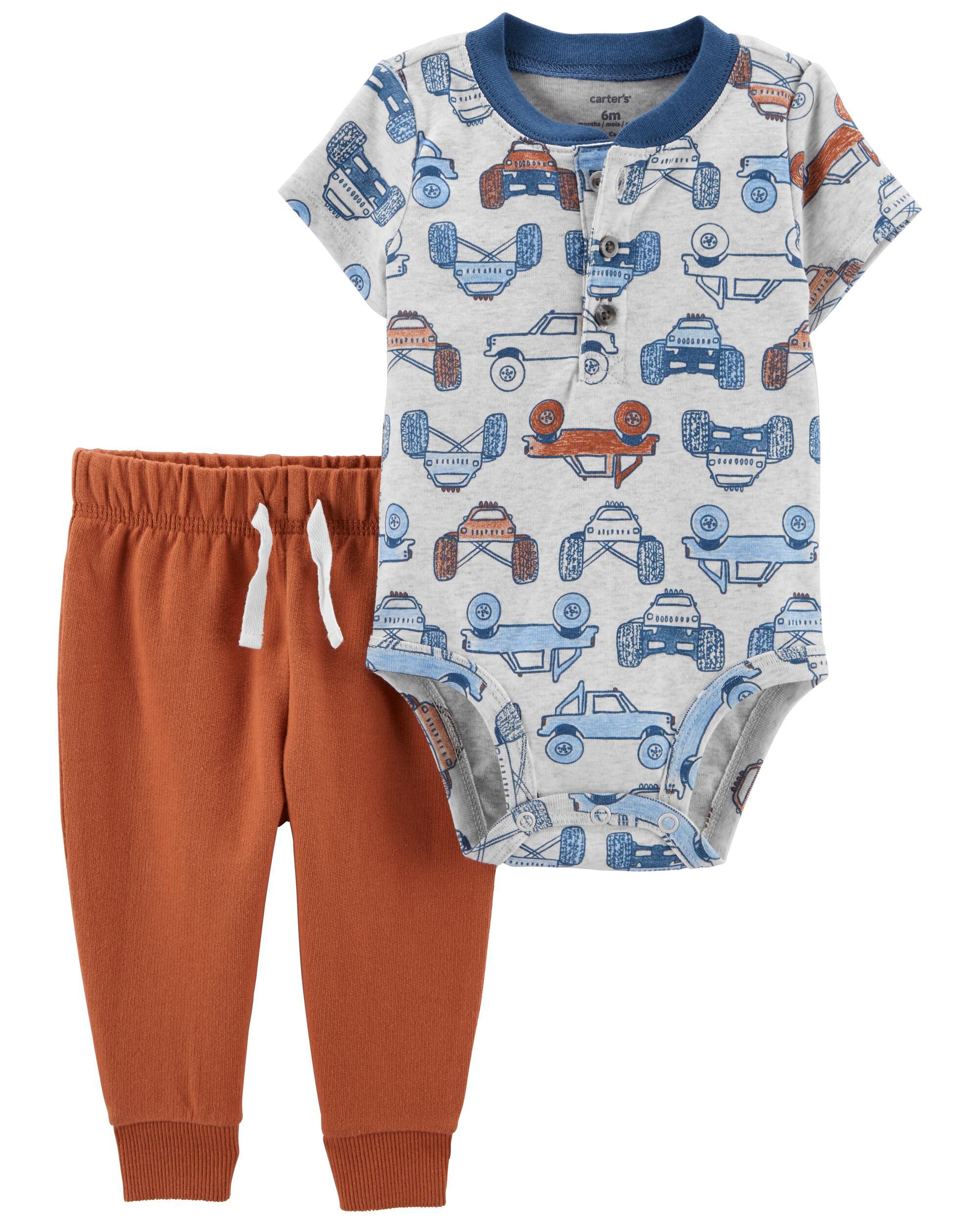 6M Carter's 2 Pcs Set Raccoon Layered Top & Pants Baby Boys 3M 