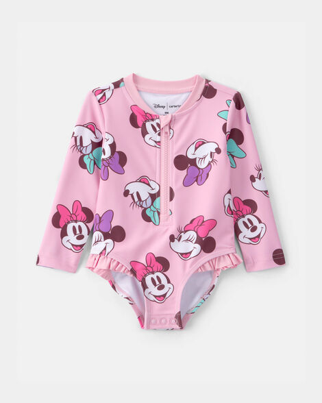 baby girl disney© minnie mouse 1-piece swimsuit rashguard - pink