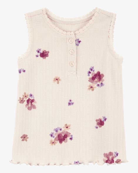 Product image 1 of Toddler Rib Floral Print Tank Top - Ivory