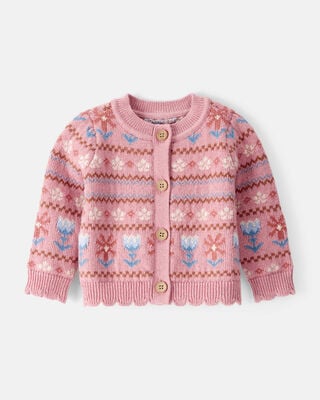 Product image 1 of Baby Girl Fair Isle Long-Sleeve Sweater - Pink