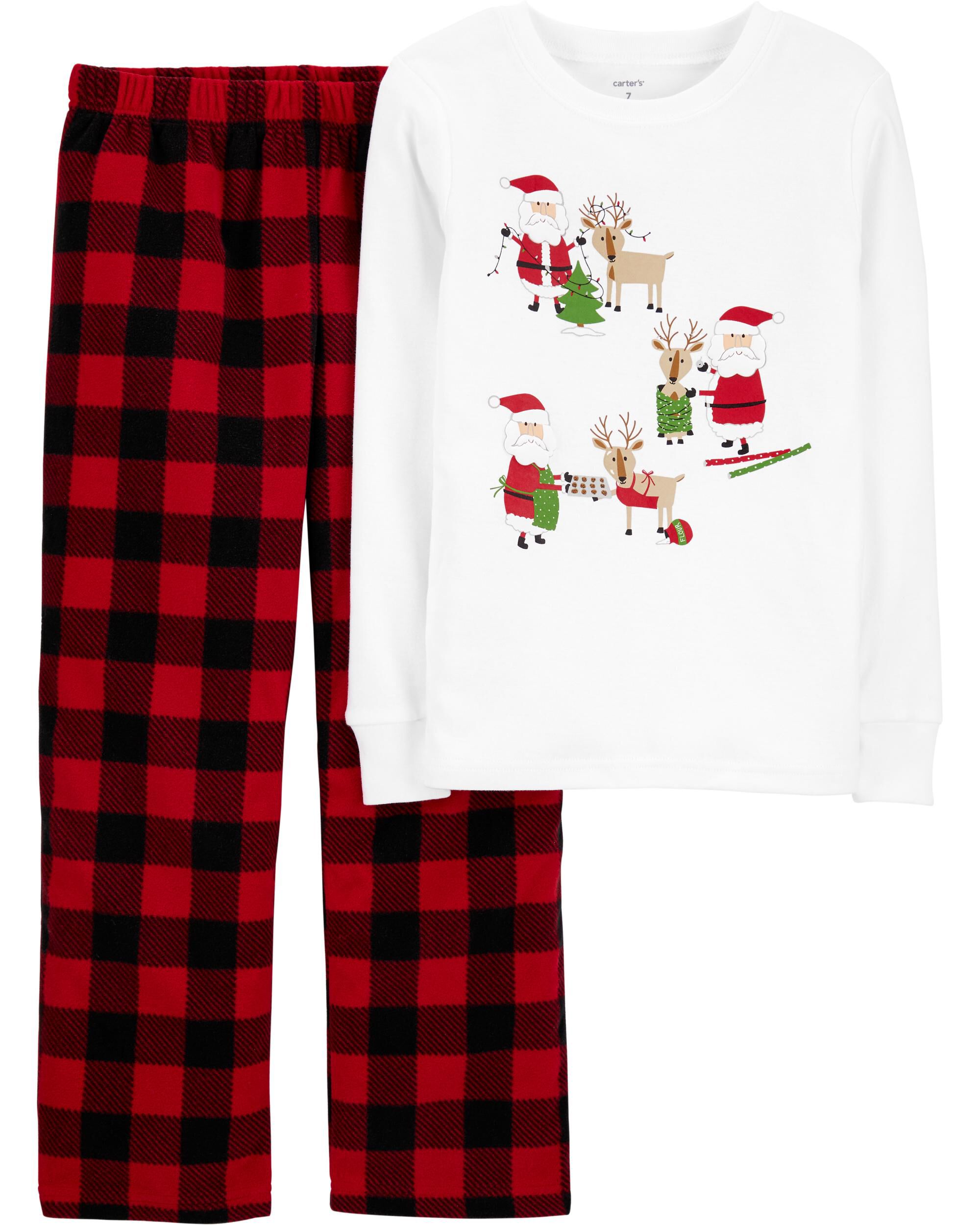*CLEARANCE* 2-Piece Santa Christmas Fleece PJs