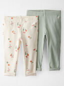 Mint, Fruit Print - Baby 2-Pack Organic Cotton Rib Leggings, Selected