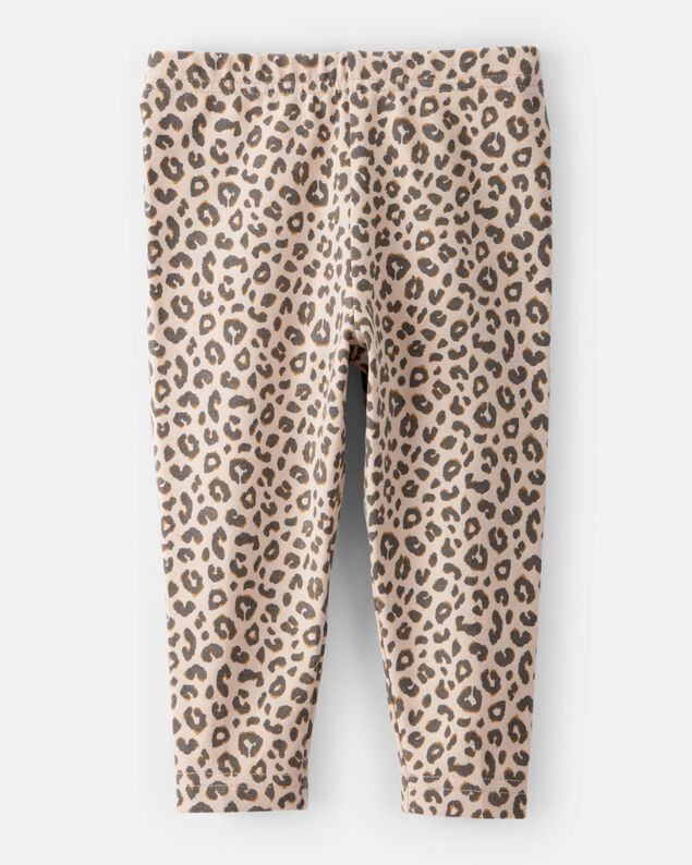 Product image 2 of Baby Girl Cotton Leopard Stretch Leggings - Brown