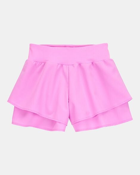 kid flowy layered flip short - pink