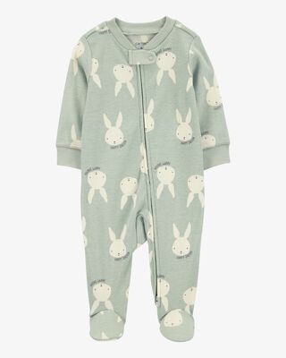 Product image 1 of Baby Bunny 2-Way Zip Cotton Sleep & Play Pajamas - Green