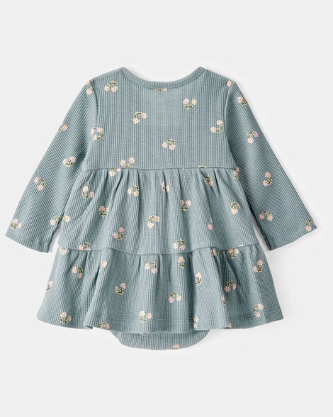 Product image 2 of Baby Floral Waffle Knit Bodysuit Dress - Green