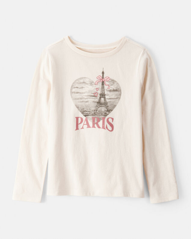 Product image 1 of Girls Paris Long-Sleeve Graphic Tee - Ivory