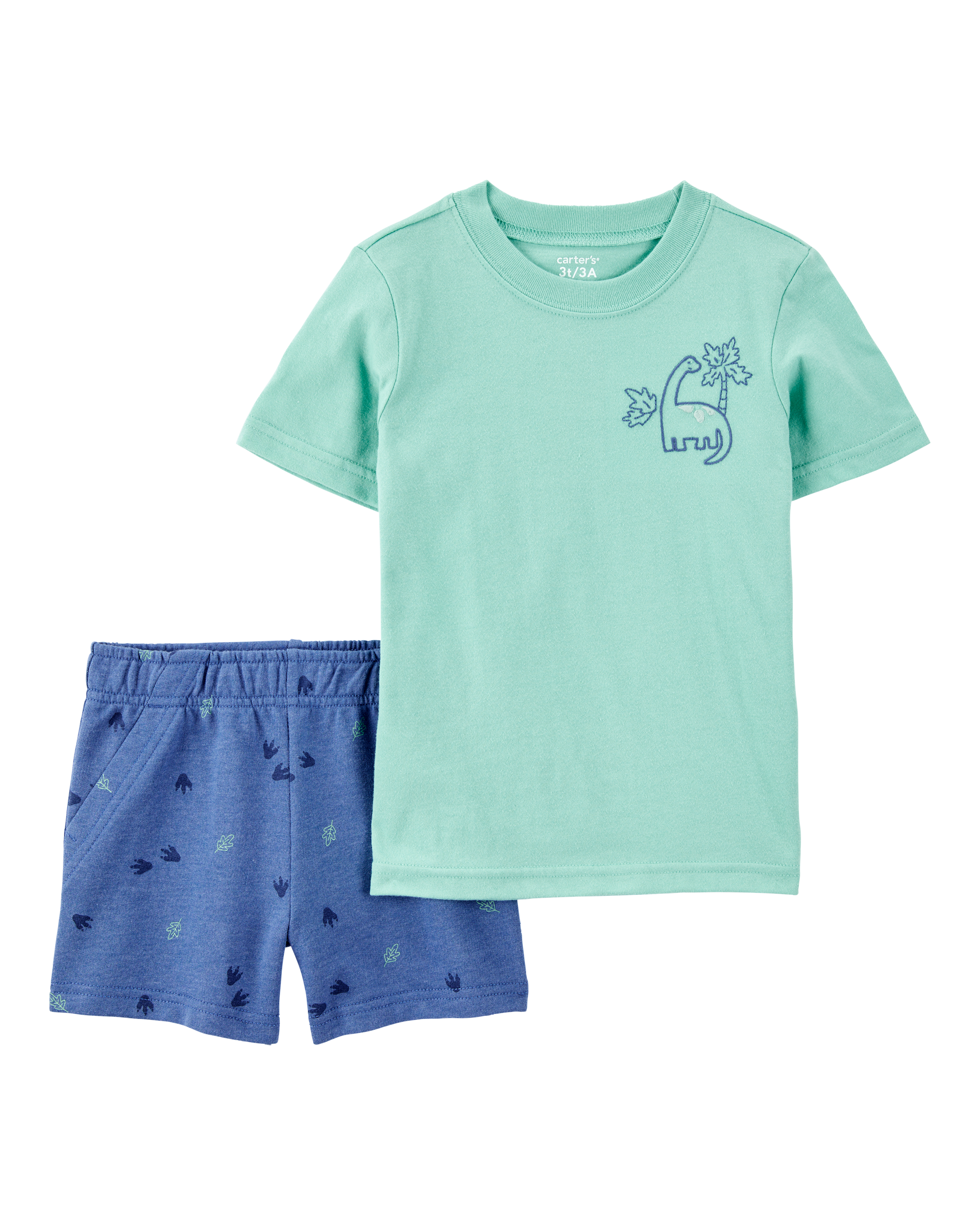 Toddler 2-Piece Dinosaur Outfit Set - Green/Navy