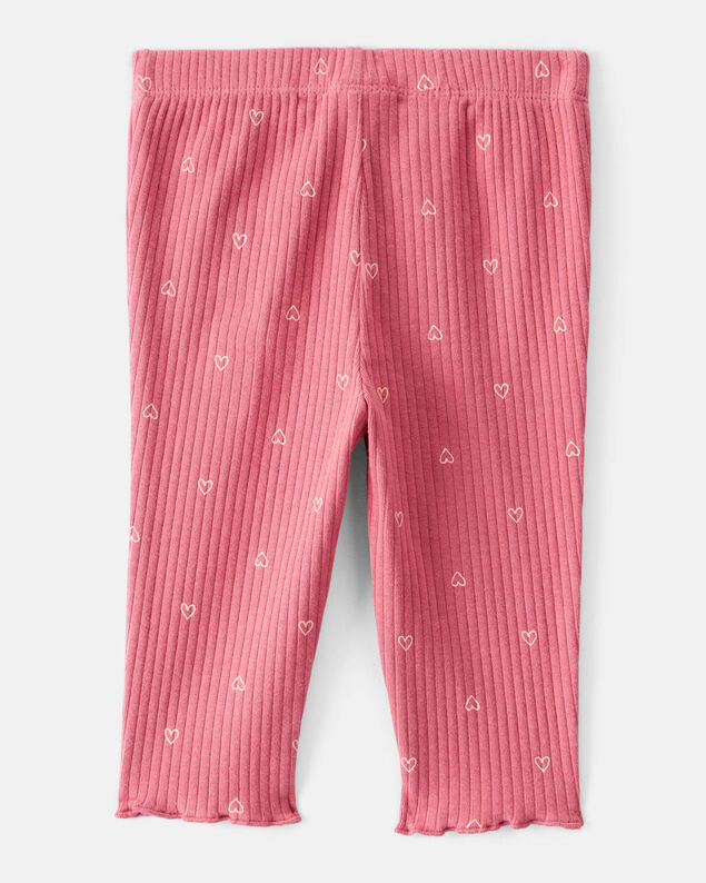 Product image 2 of Baby Girl Heart Print Cotton Pull-On Pants - Pink