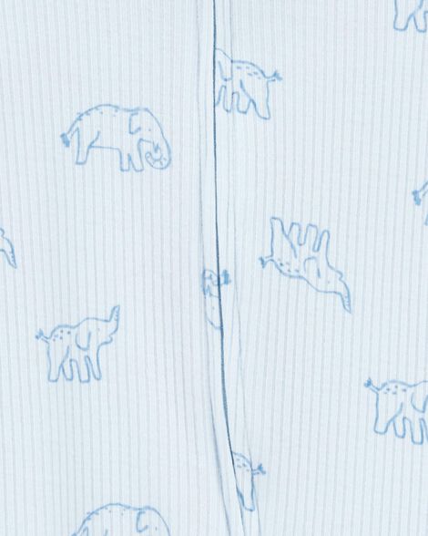  Product image 2 of Baby Elephant Print 2-Way Zip Sleep & Play Pajamas - Blue
