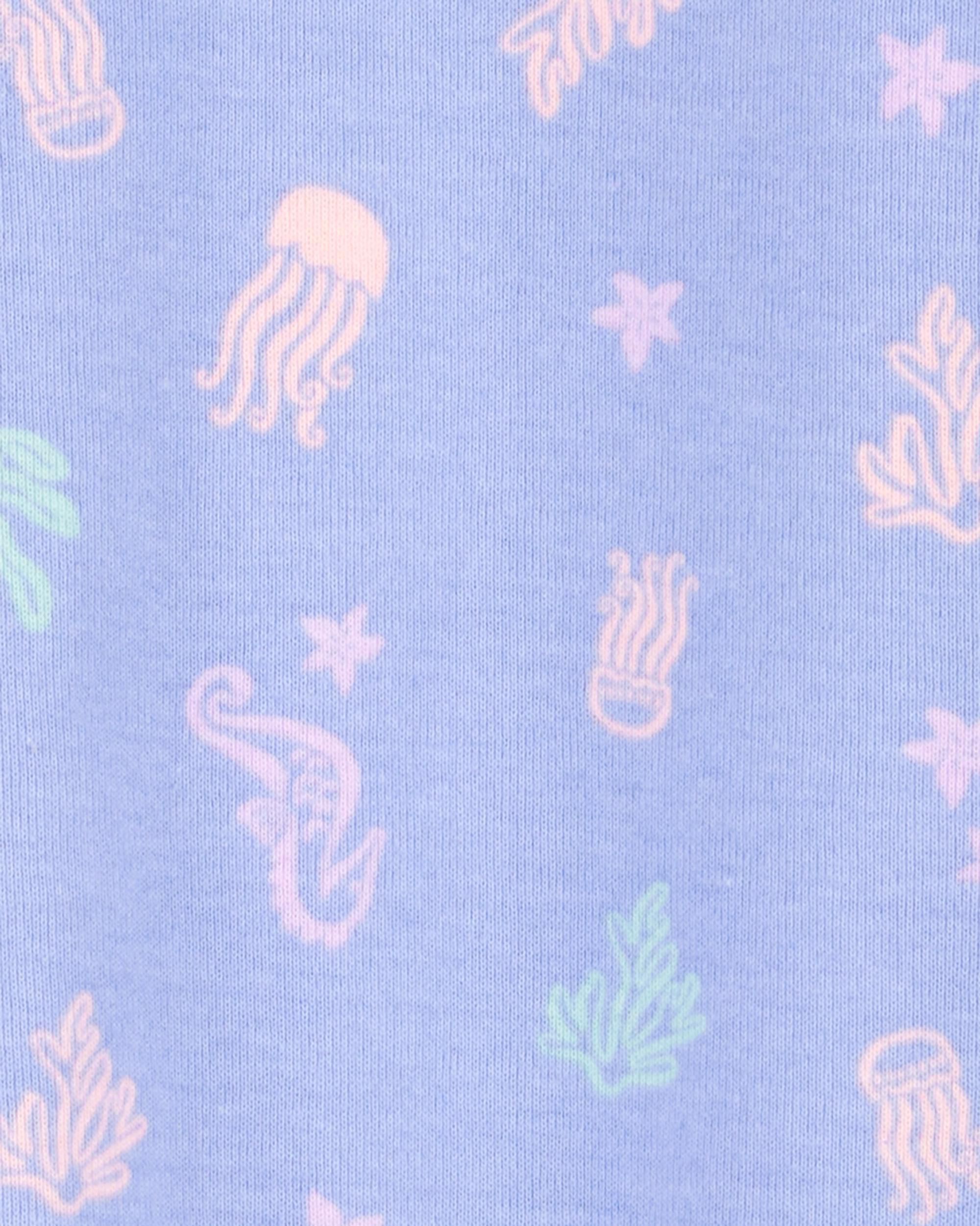 Baby Girl 1-Piece Jellyfish 100% Snug Fit Cotton Footie Pajamas - Purple