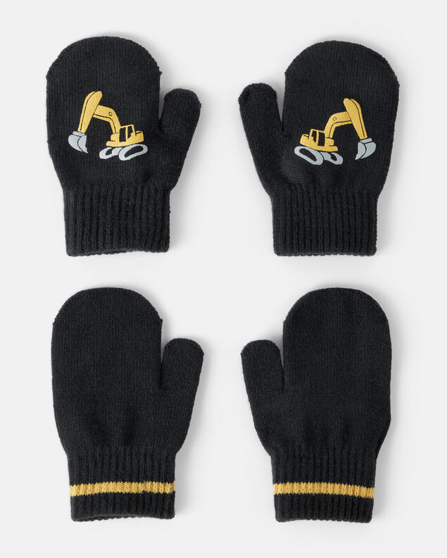 Product image 1 of Toddler Boy 2-Pack Construction Winter Mittens - Black