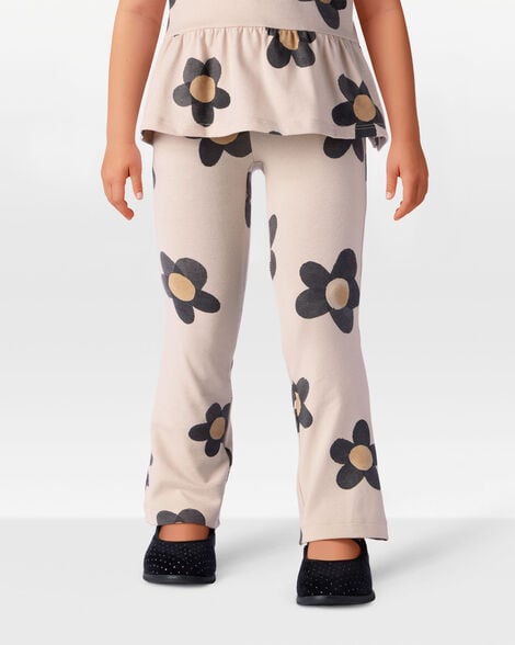 Toddler Girl Floral Cotton Flare Leggings - Pink
