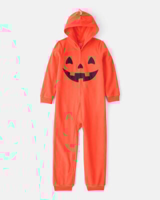 Product image 1 of Kid Halloween Jack-O-Lantern Hooded Zip-Up Jumpsuit - Orange