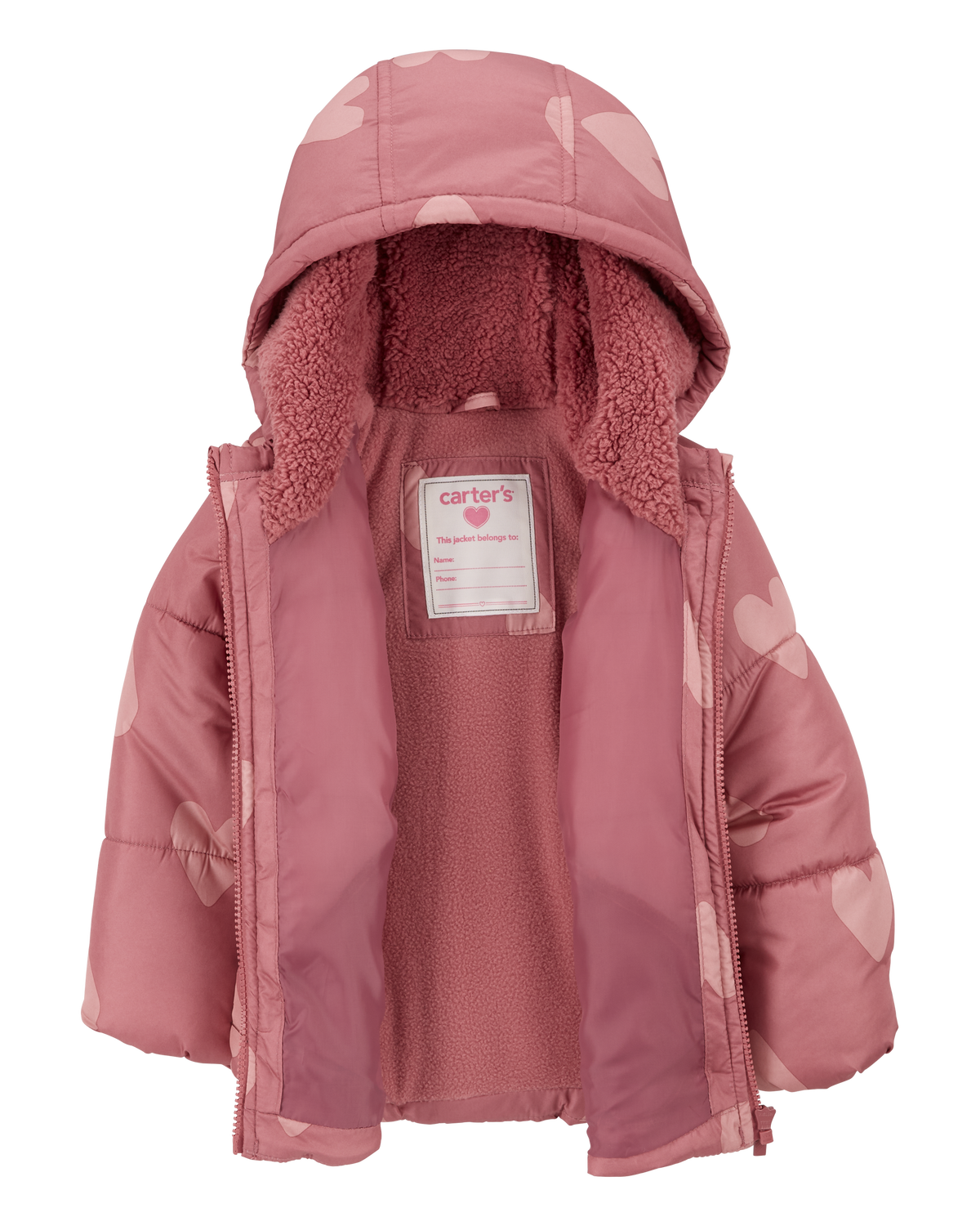 【PORTERNA】Heart Glossy Padding Jacket Toddler Heart Puffer Jacket - Carter's | Carter's