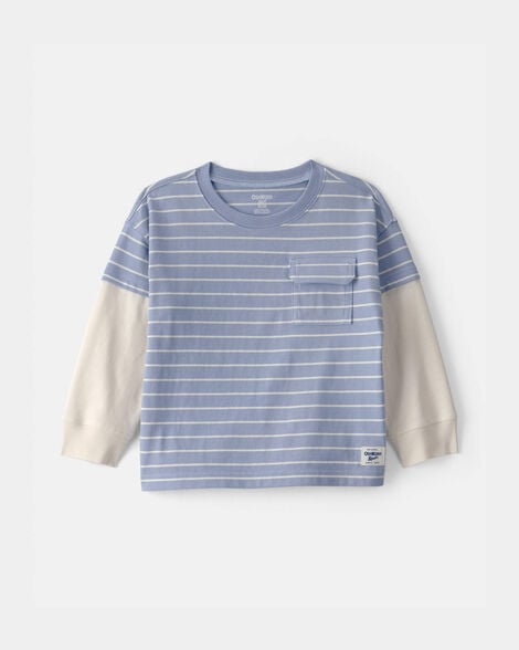 Toddler Boy Striped Colorblock Long-Sleeve Tee - Blue