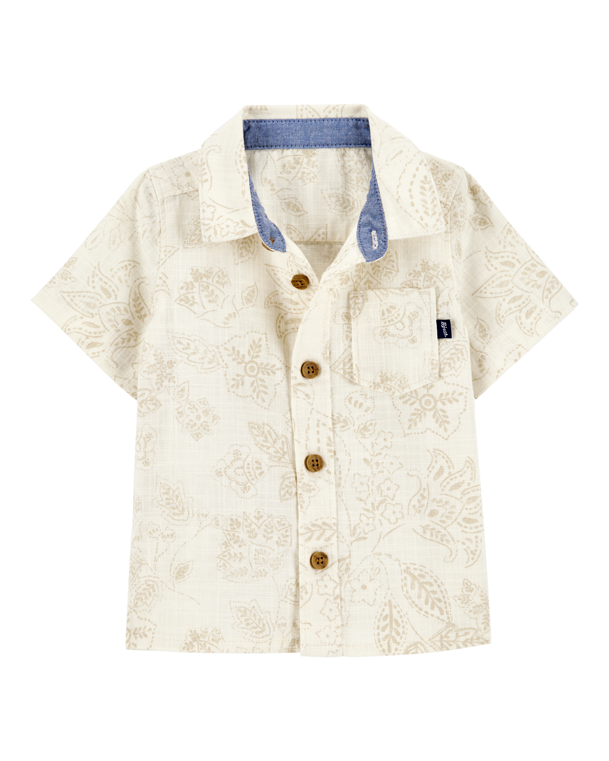 Baby Tropical Paisley Woven Short-Sleeve Fashion Top - Cream