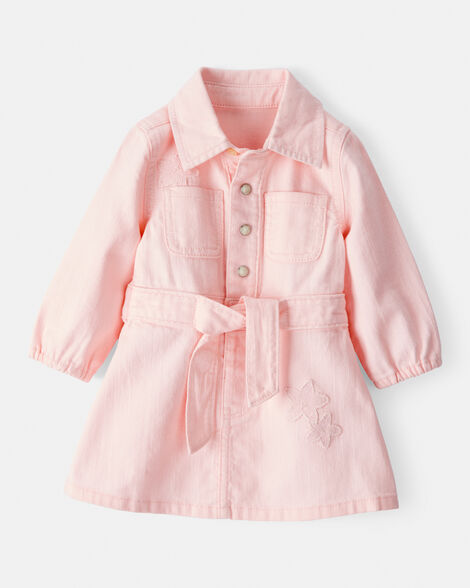 Product image 1 of Baby Girl Embroidered Cotton Long-Sleeve Dress - Pink