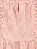 Pink - Kid Crinkle Jersey Flutter Crochet Top, Selected
