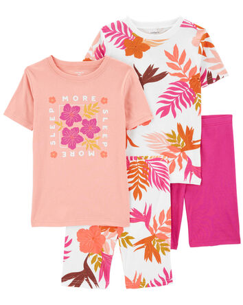 Kid 4-Piece Floral 100% Snug Fit Cotton Pajamas