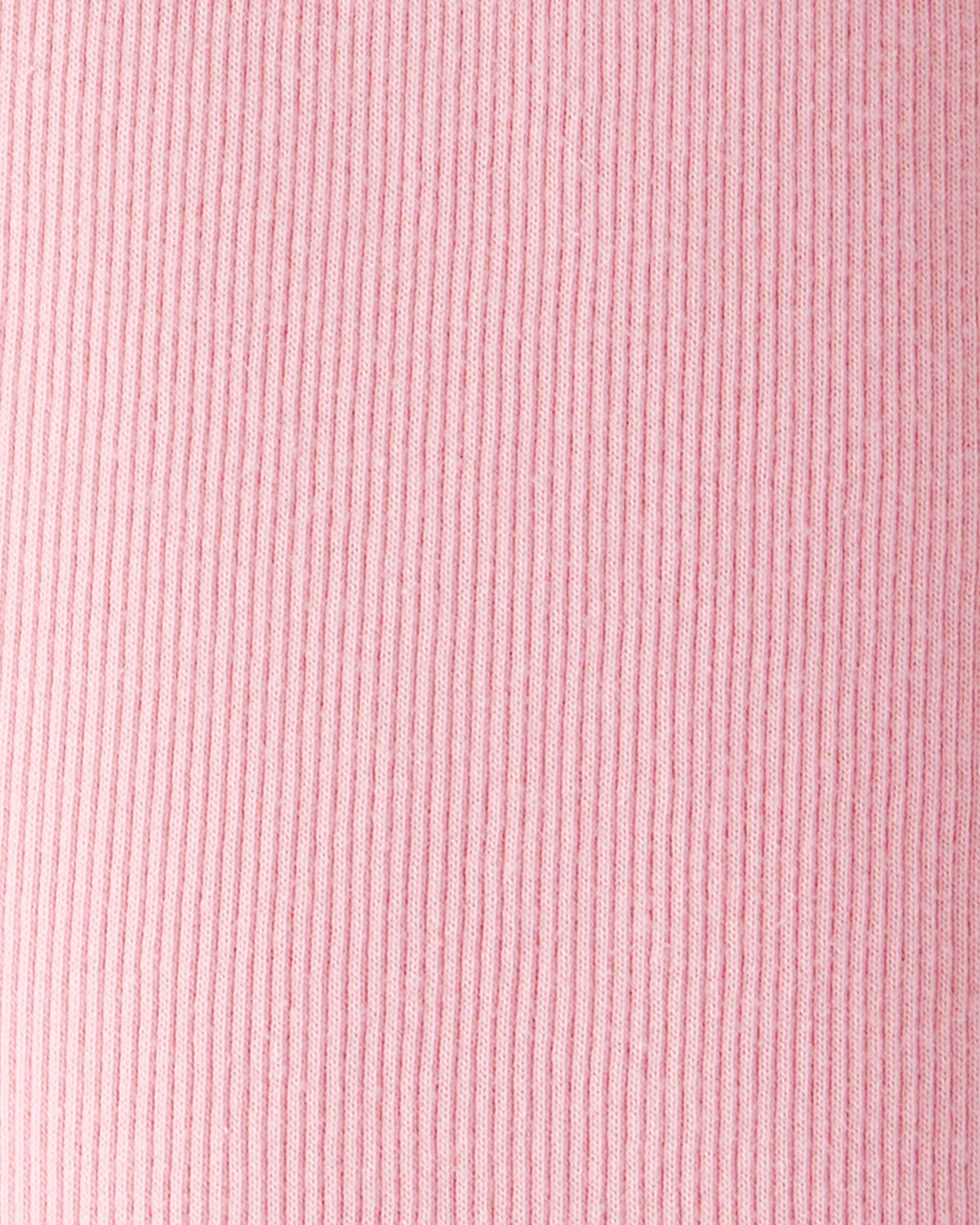 Kid Solid Cotton Ribbed Stretch Leggings - Pink
