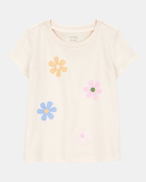 toddler flower short-sleeve graphic tee - cream