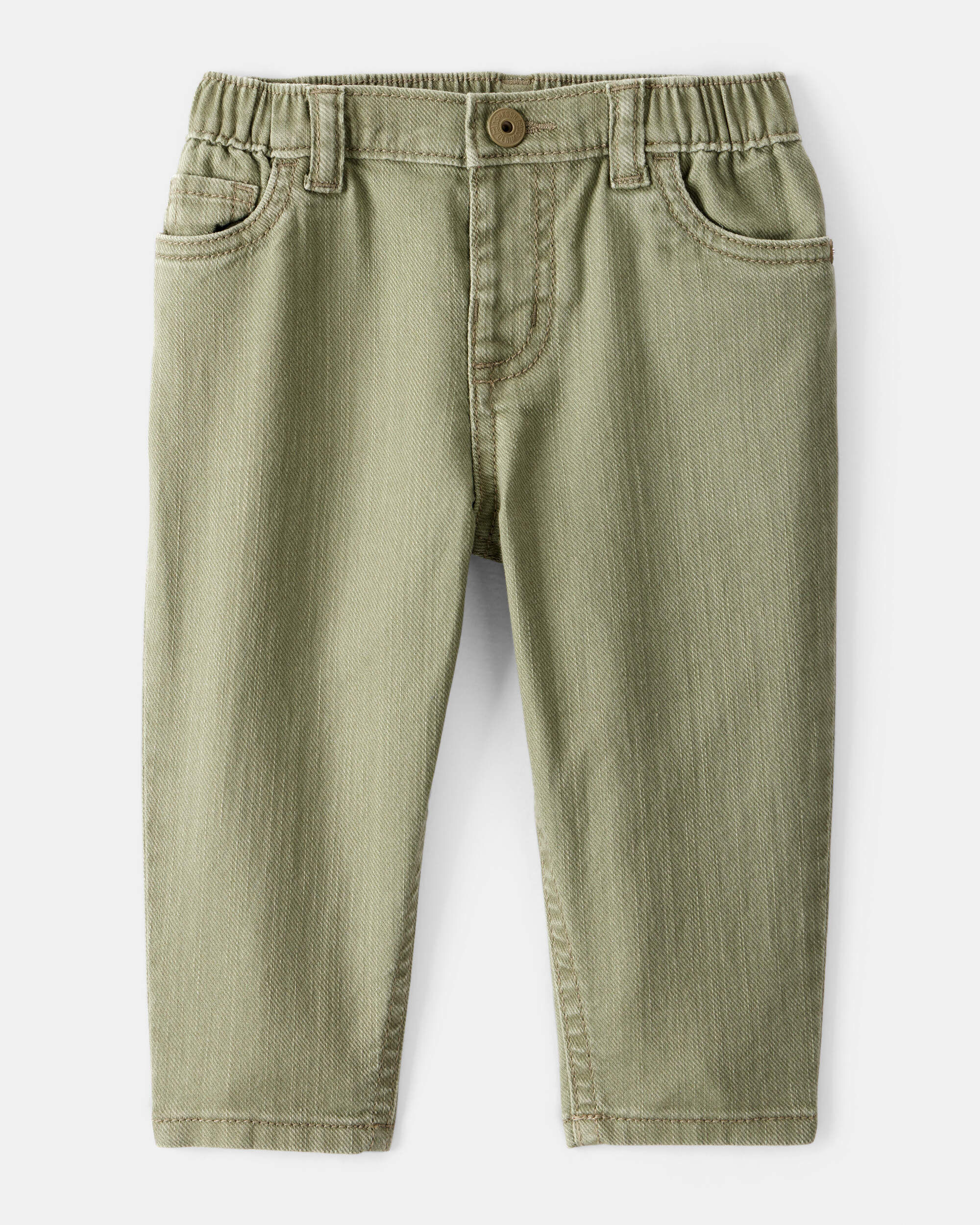 Baby Boy  Tapered 100% Cotton Twill Pants - Green