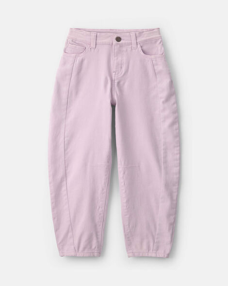 Girls Teddy Fleece Denim Barrel Jeans - Purple