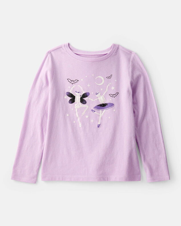 Product image 1 of Girls Skeleton Long-Sleeve Graphic Tee - Purple